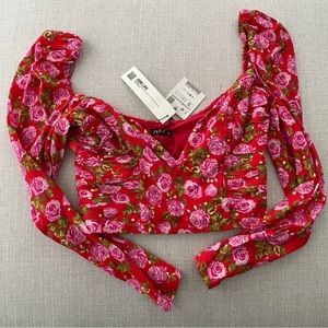 Zara rose sweatheart crop top